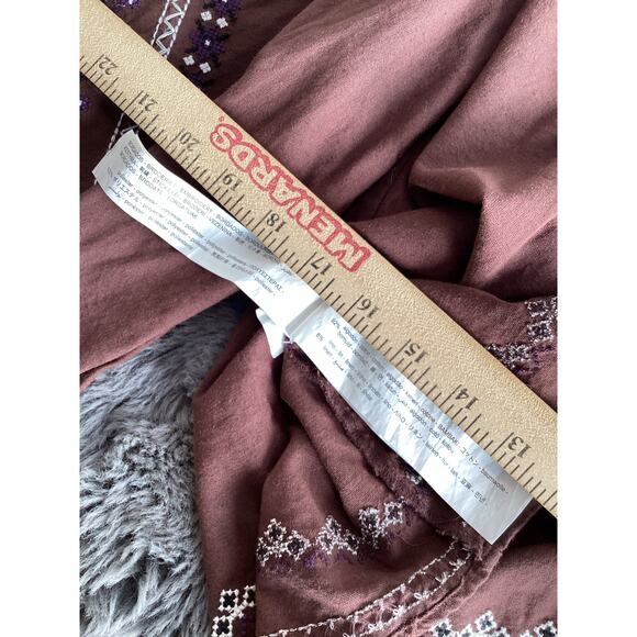 Zara Woman's Long Sleeve Beaded Embroidered Blouse Top Brown Size Small - Picture 12 of 14